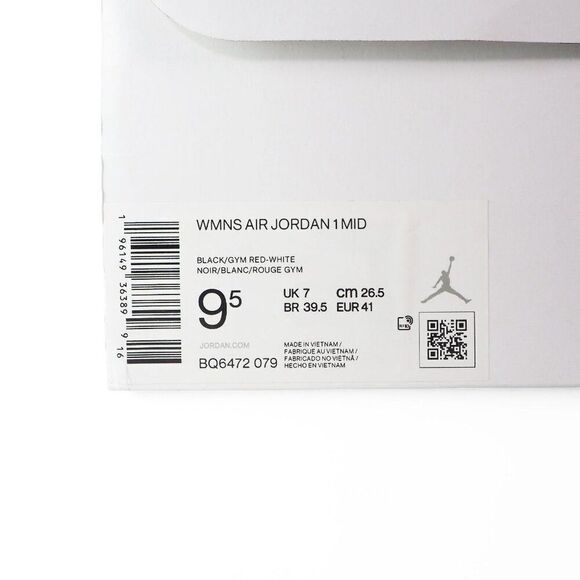 Air Jordan 1 Mid 'Alternate Bred Toe' Basketball Shoes BQ6472-079 Women's 9.5 - Picture 12 of 13